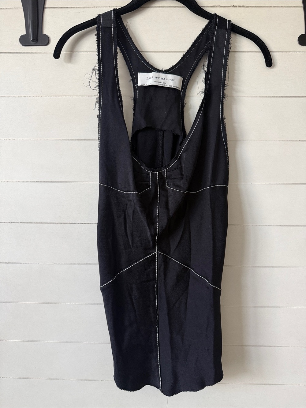 Zara Woman Black Tank Top with Contrast Stitching